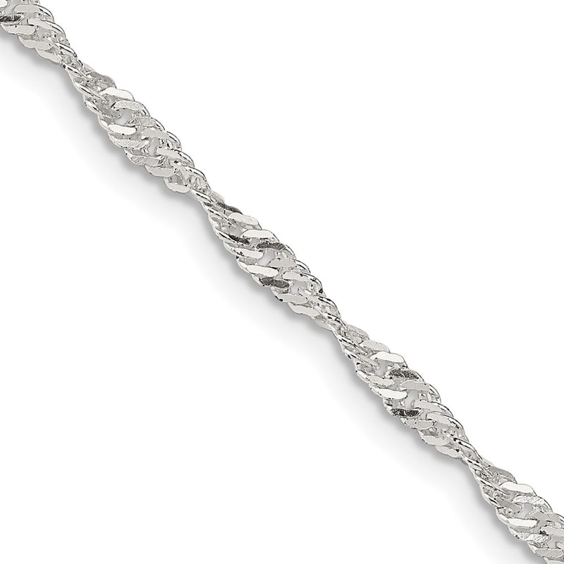 30 Inch Sterling Silver 2.25mm Singapore Chain Necklace