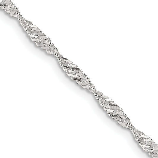 26 Inch Sterling Silver 2.25mm Singapore Chain Necklace