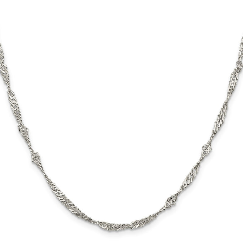 26 Inch Sterling Silver 3mm Singapore Chain Necklace
