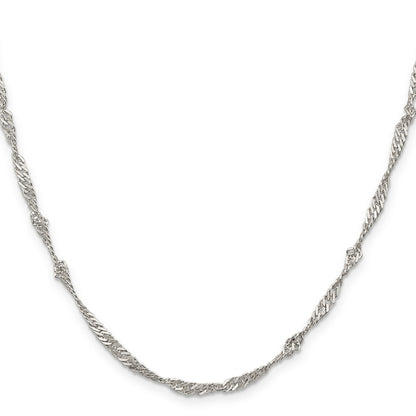 30 Inch Sterling Silver 3mm Singapore Chain Necklace