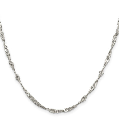 16 Inch Sterling Silver 3mm Singapore Chain Necklace