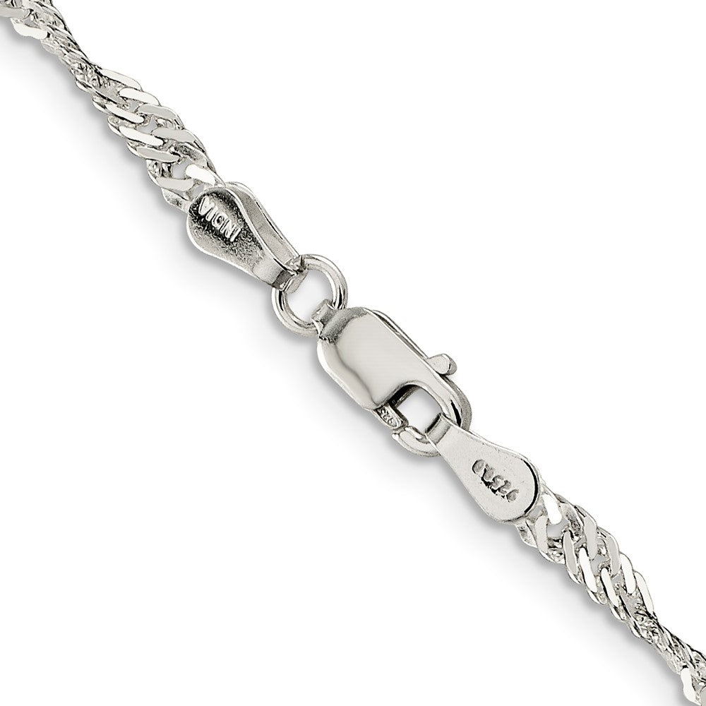 22 Inch Sterling Silver 3mm Singapore Chain Necklace