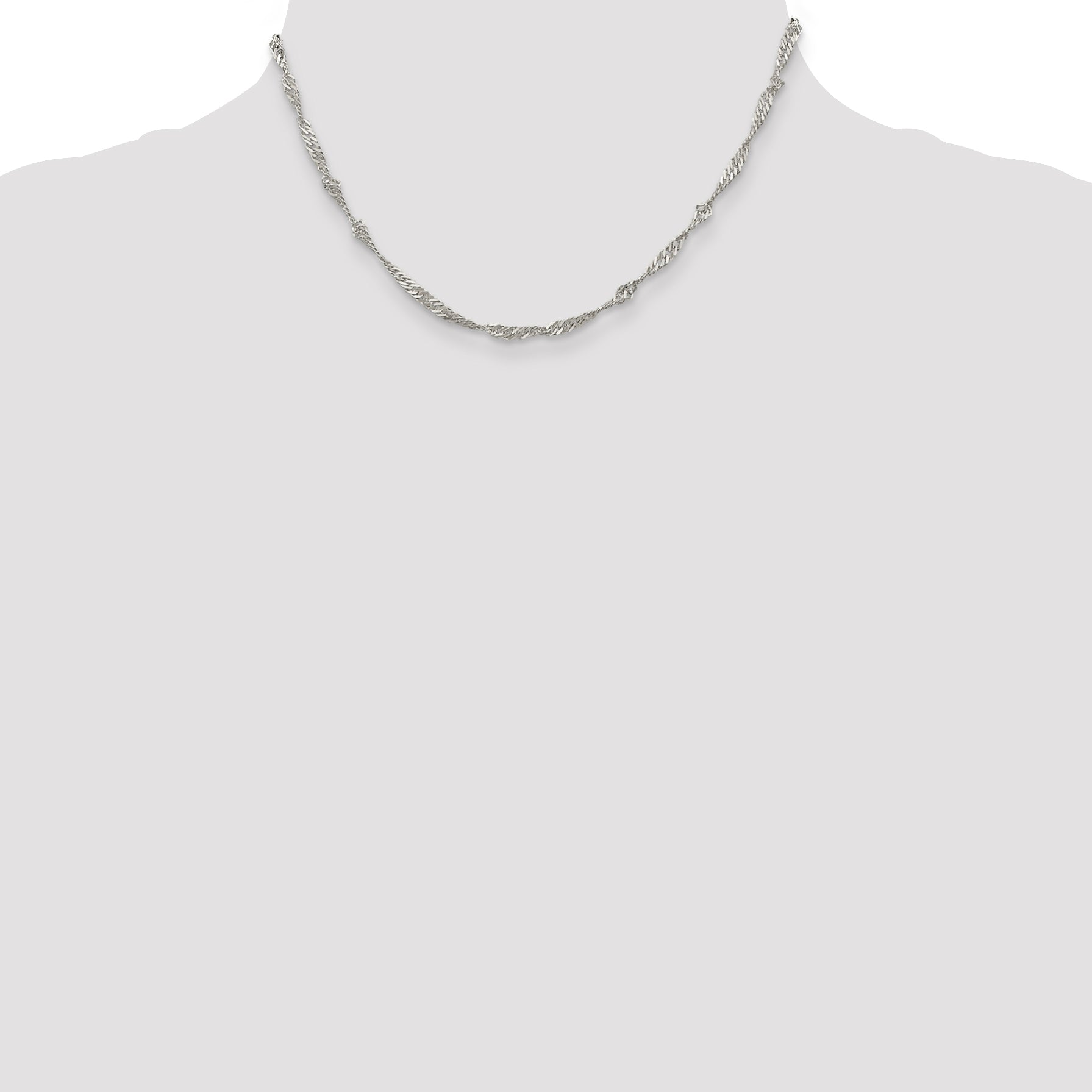 16 Inch Sterling Silver 3mm Singapore Chain Necklace