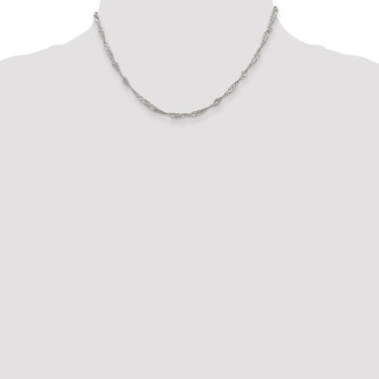 16 Inch Sterling Silver 3mm Singapore Chain Necklace