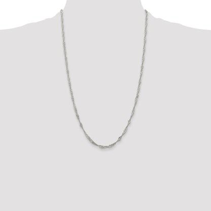 26 Inch Sterling Silver 3mm Singapore Chain Necklace