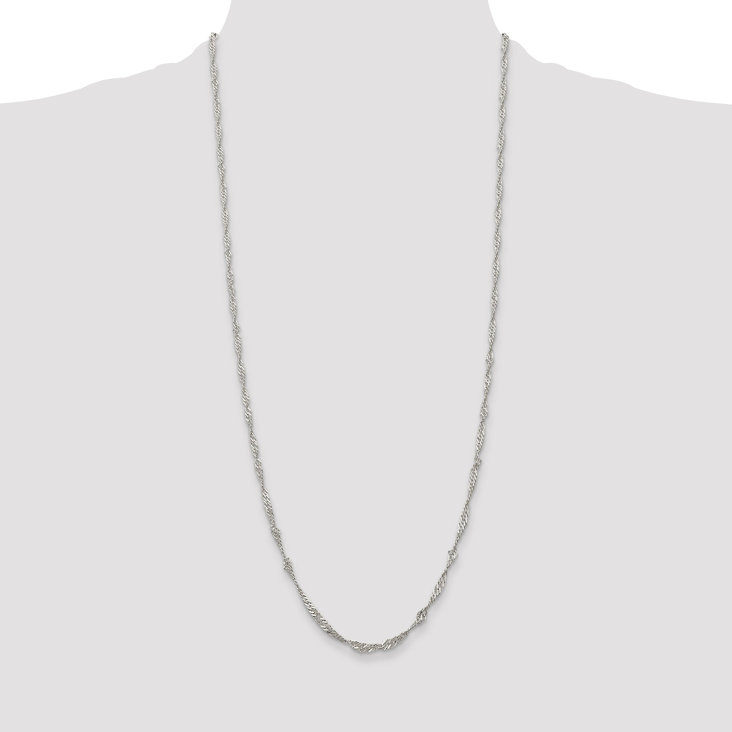 30 Inch Sterling Silver 3mm Singapore Chain Necklace
