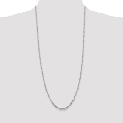 30 Inch Sterling Silver 3mm Singapore Chain Necklace