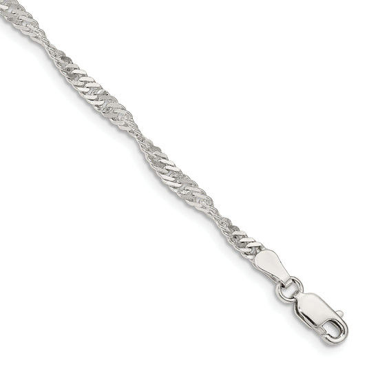 7 Inch Sterling Silver 3mm Singapore Chain