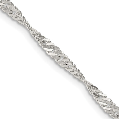 26 Inch Sterling Silver 3mm Singapore Chain Necklace