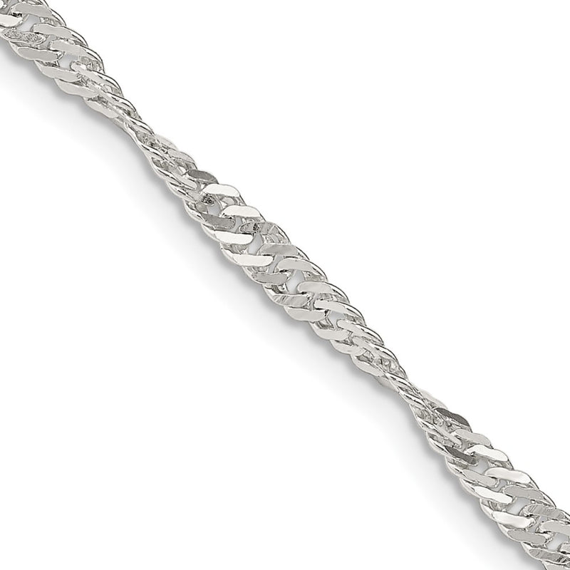 26 Inch Sterling Silver 3mm Singapore Chain Necklace
