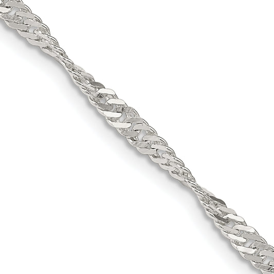 22 Inch Sterling Silver 3mm Singapore Chain Necklace