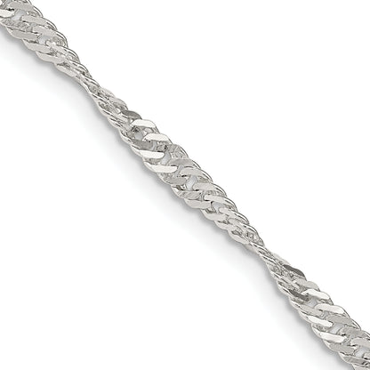 26 Inch Sterling Silver 3mm Singapore Chain Necklace