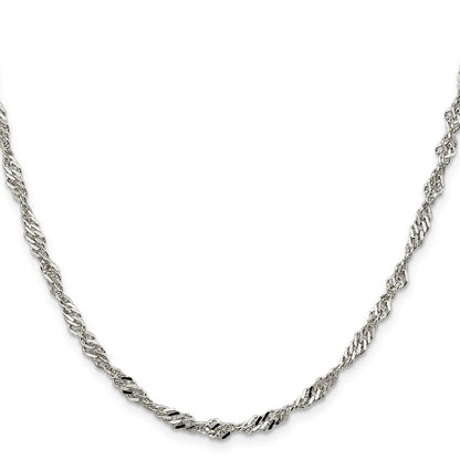 18 Inch Sterling Silver 3.5mm Singapore Chain Necklace
