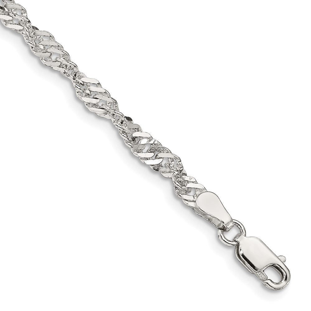 8 Inch Sterling Silver 3.5mm Singapore Chain Bracelet