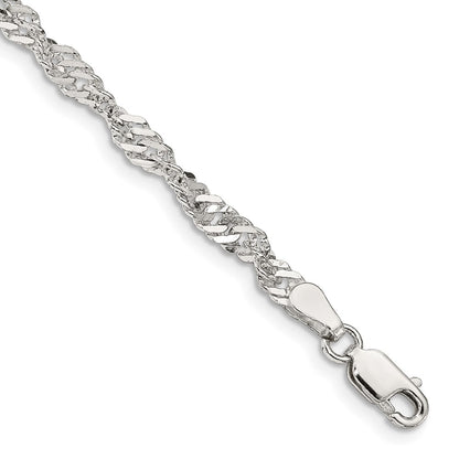 8 Inch Sterling Silver 3.5mm Singapore Chain Bracelet