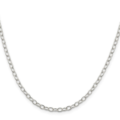 24 Inch Sterling Silver 3.4mm Oval Cable Chain Necklace