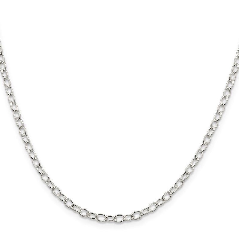 24 Inch Sterling Silver 3.4mm Oval Cable Chain Necklace
