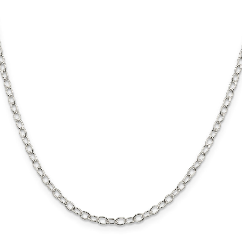 26 Inch Sterling Silver 3.4mm Oval Cable Chain Necklace