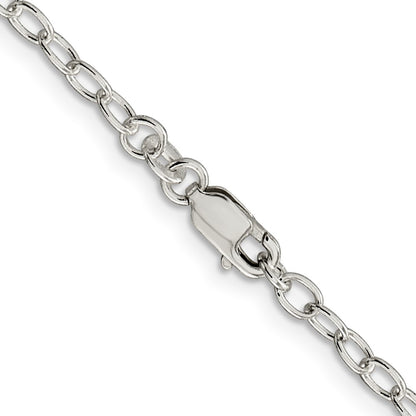 16 Inch Sterling Silver 3.4mm Oval Cable Chain Necklace