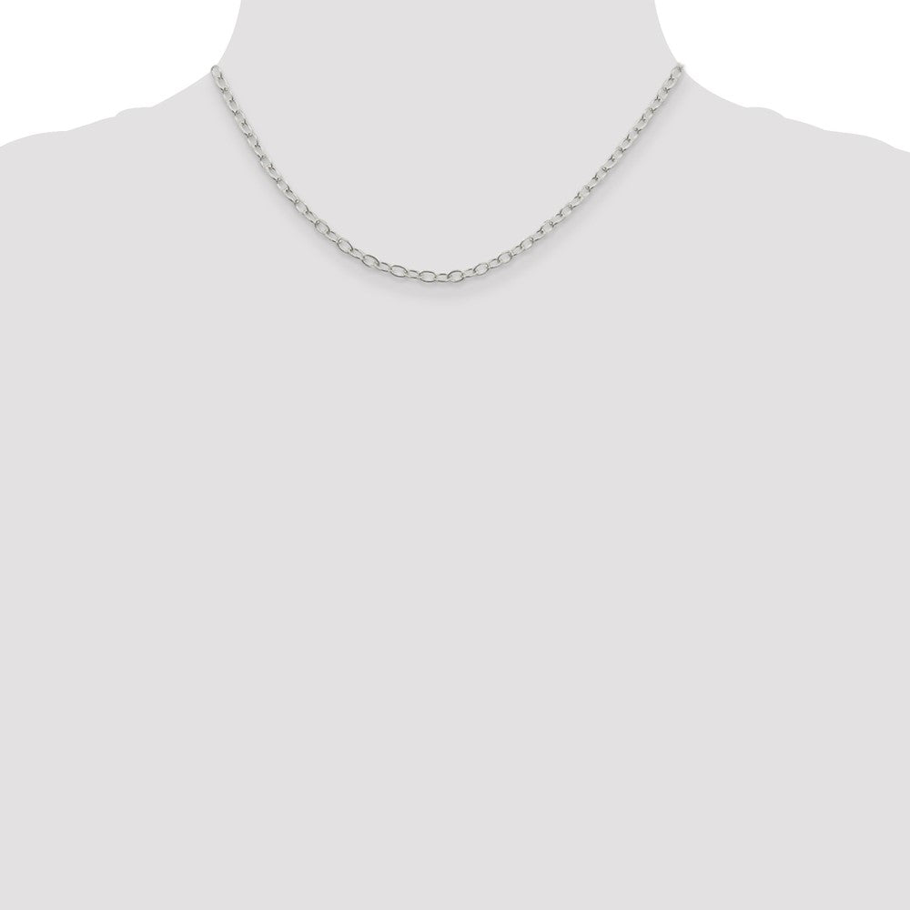 16 Inch Sterling Silver 3.4mm Oval Cable Chain Necklace