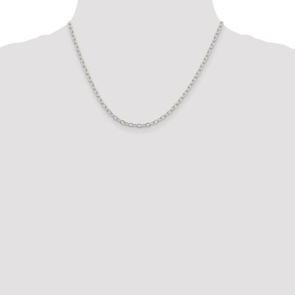 18 Inch Sterling Silver 3.4mm Oval Cable Chain Necklace