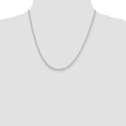 20 Inch Sterling Silver 3.4mm Oval Cable Chain Necklace