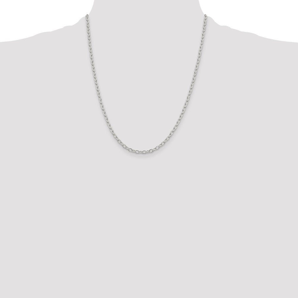 22 Inch Sterling Silver 3.4mm Oval Cable Chain Necklace