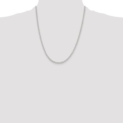 22 Inch Sterling Silver 3.4mm Oval Cable Chain Necklace