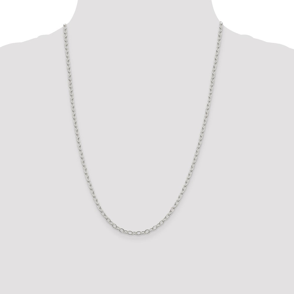 24 Inch Sterling Silver 3.4mm Oval Cable Chain Necklace