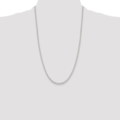 26 Inch Sterling Silver 3.4mm Oval Cable Chain Necklace