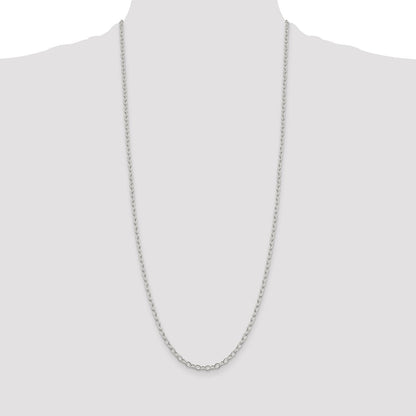 30 Inch Sterling Silver 3.4mm Oval Cable Chain Necklace