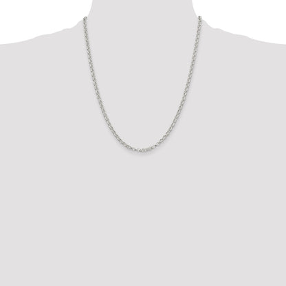 22 Inch Sterling Silver 3.5mm Rolo Chain Necklace