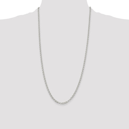 28 Inch Sterling Silver 3.5mm Rolo Chain Necklace