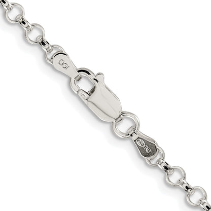Sterling Silver Rhodium-Plated 3.5mm Rolo Chain