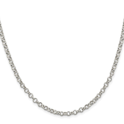 Sterling Silver Rhodium-Plated 4mm Rolo Chain