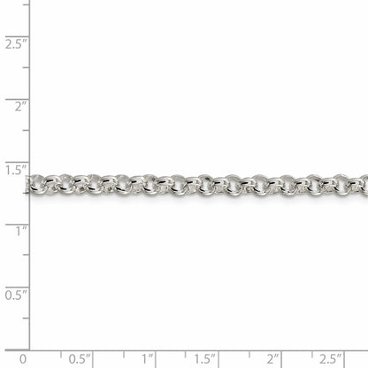 Sterling Silver Amore La Vita Rhodium-Plated Polished 4.75mm 8 Inch Half Round Belcher With Lobster Clasp Charm Bracelet