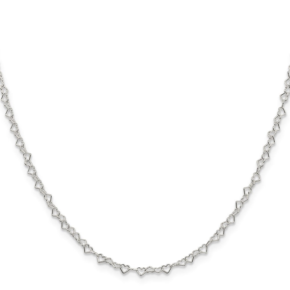 16 Inch Sterling Silver 3.5mm Fancy Heart Link Chain Necklace