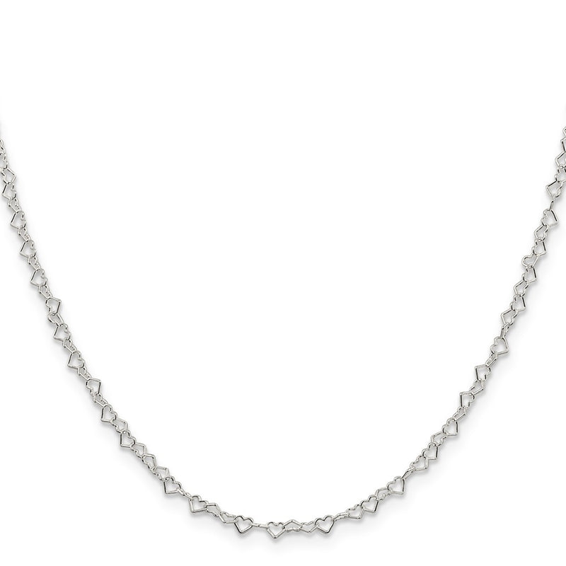 16 Inch Sterling Silver 3.5mm Fancy Heart Link Chain Necklace