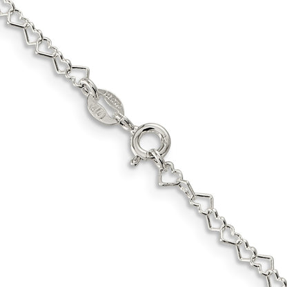 16 Inch Sterling Silver 3.5mm Fancy Heart Link Chain Necklace