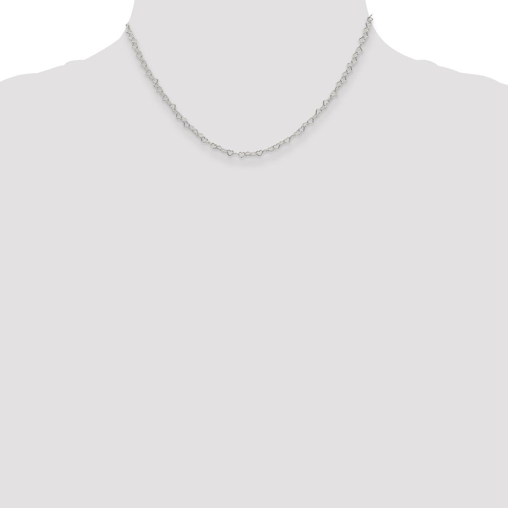 16 Inch Sterling Silver 3.5mm Fancy Heart Link Chain Necklace