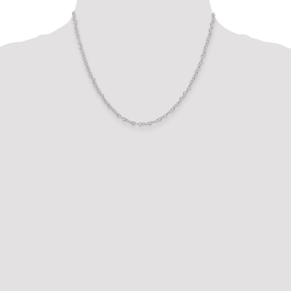 18 Inch Sterling Silver 3.5mm Fancy Heart Link Chain Necklace