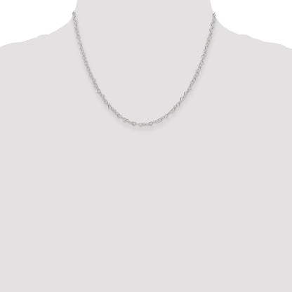 18 Inch Sterling Silver 3.5mm Fancy Heart Link Chain Necklace