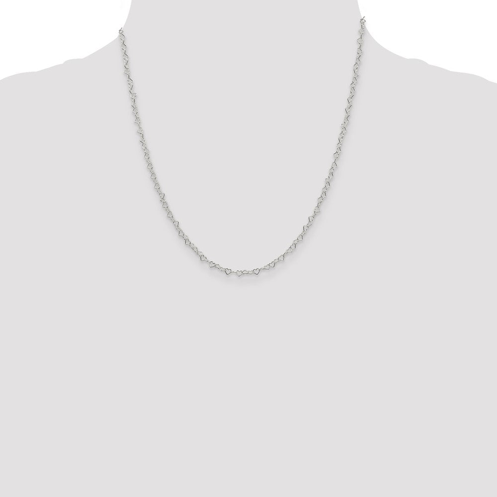 20 Inch Sterling Silver 3.5mm Fancy Heart Link Chain Necklace