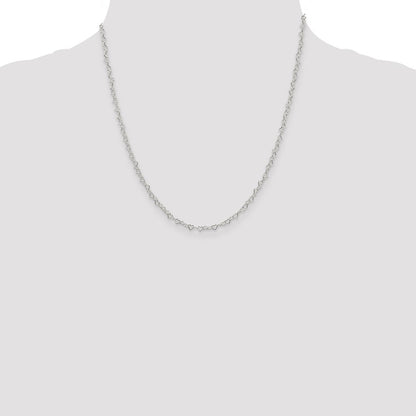 20 Inch Sterling Silver 3.5mm Fancy Heart Link Chain Necklace