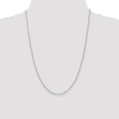 24 Inch Sterling Silver 3.5mm Fancy Heart Link Chain Necklace