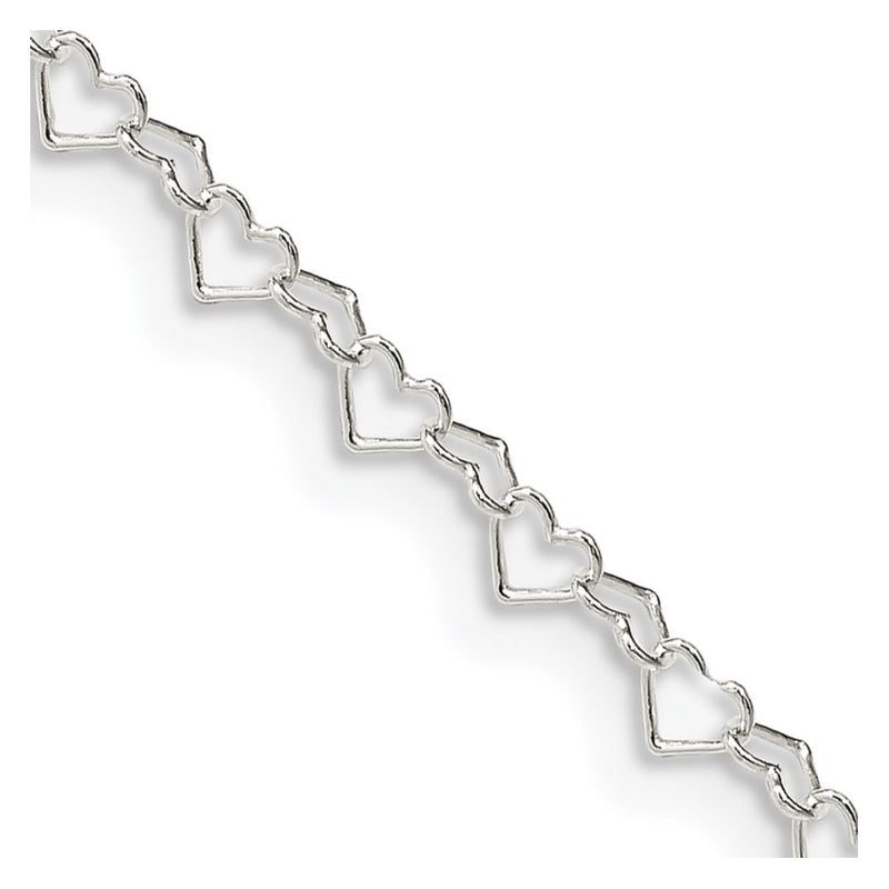 24 Inch Sterling Silver 3.5mm Fancy Heart Link Chain Necklace