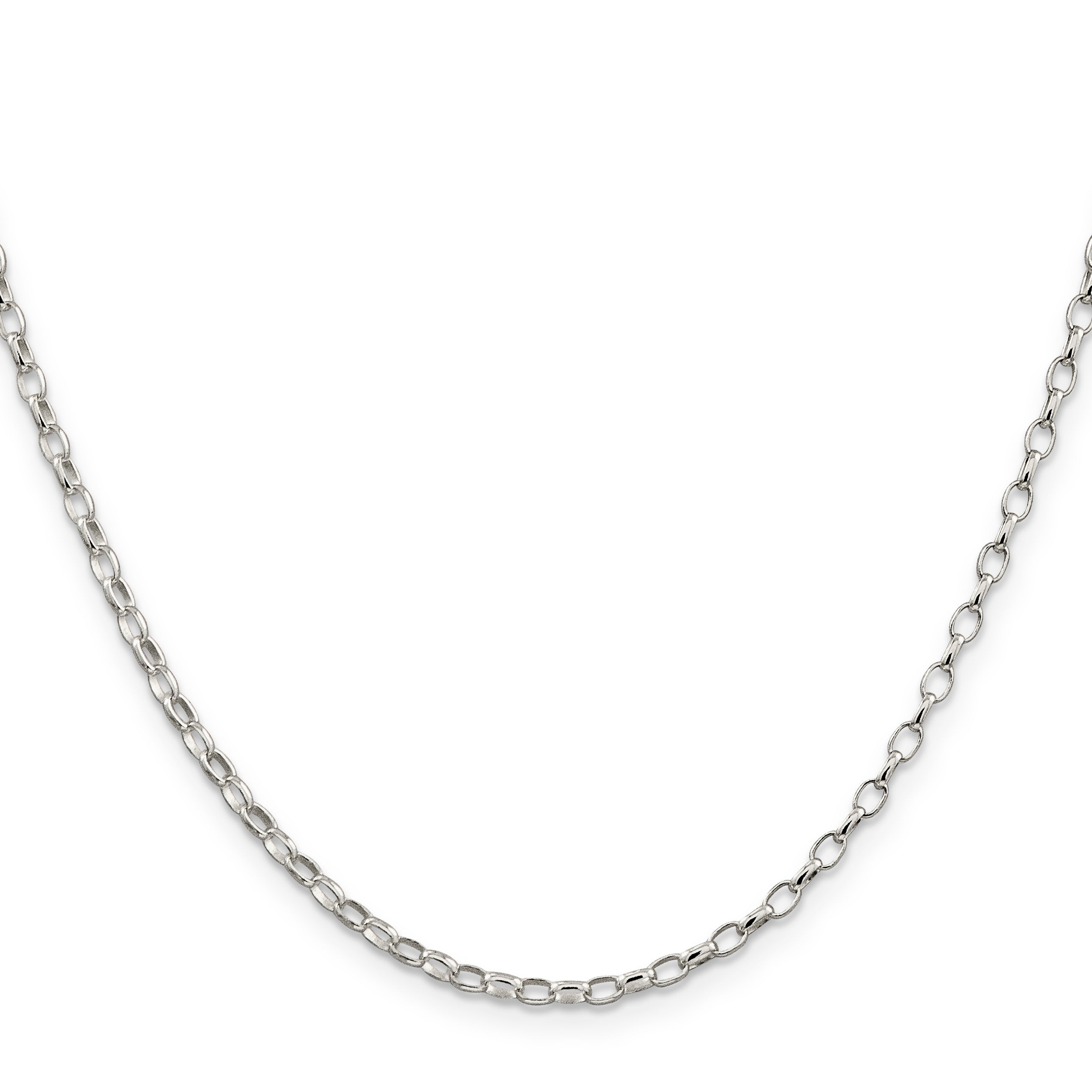 14 Inch Sterling Silver 2.5mm Oval Fancy Rolo Chain