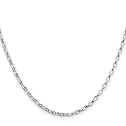 14 Inch Sterling Silver 2.5mm Oval Fancy Rolo Chain