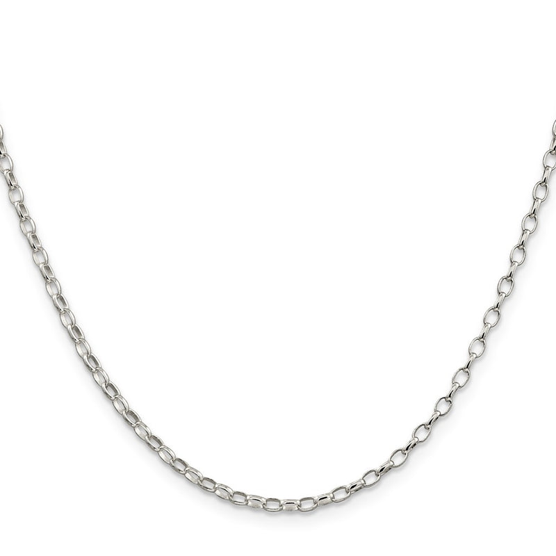 26 Inch Sterling Silver 2.5mm Oval Fancy Rolo Chain Necklace