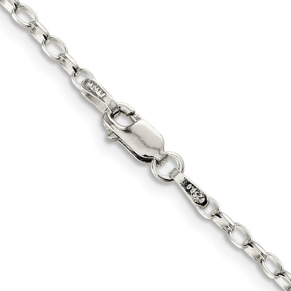 16 Inch Sterling Silver 2.5mm Oval Fancy Rolo Chain Necklace
